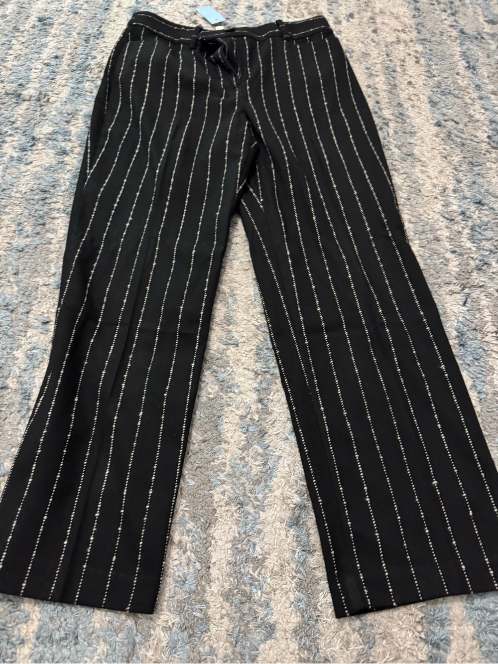 LOFT Black Wide-Leg Pinstripe Pants